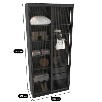 Шкаф-купе ХG126.45-3, профиль INTEGRO, стекло Estriado бесцветное, с подсветкой