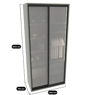 Шкаф-купе ХG126.60-3, профиль INTEGRO, стекло Сатинато белое, с подсветкой