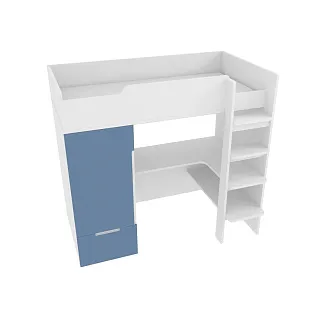 Кровать-чердак с рабочей зоной, фасады в эмали LE909, 90x190 L/R