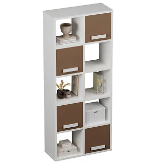 Стеллаж сквозной книжный на 10 ниш с ящиками с фасадами E810