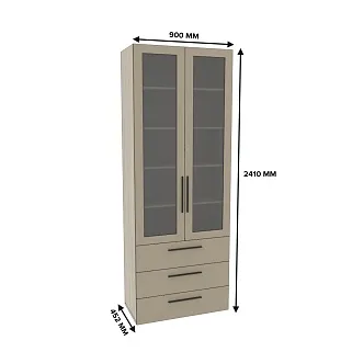 Шкаф книжный с тремя ящиками со стеклом L213S