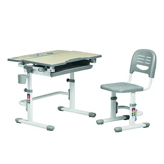 Комплект парта + стул трансформеры Lavoro Grey + лампа + подставка