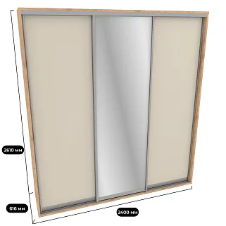 Шкаф-купе ХG246.60-3, профиль INTEGRO, фасад МДФ/зеркало серебро