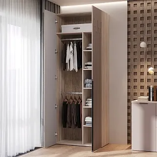 Шкаф 2 дверный, фрезерованные фасады в эмали LE-210.44-4