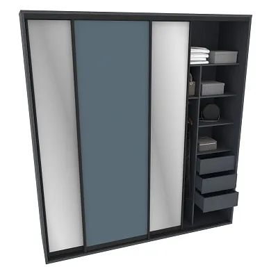 Шкаф-купе ХG246.60-1, профиль INTEGRO, фасад МДФ/зеркало серебро