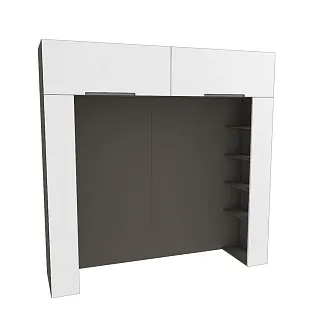 Ниша для кровати с секциями с подсветкой, фасады в эмали LE407.60