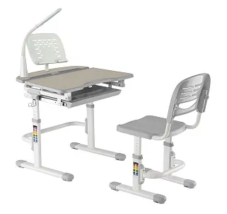 Комплект парта + стул трансформеры Sorriso Grey + лампа + подставка