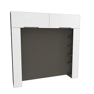 Ниша для кровати с секциями с подсветкой, фасады в эмали LE407.44