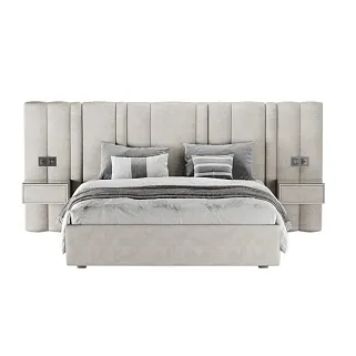 Кровать двуспальная мягкая HILTON с подъемным механизмом, мягкими панелями и тумбами, 180x200