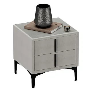 Тумба прикроватная мягкая, стекло прозрачное, ножки черные GRACE752