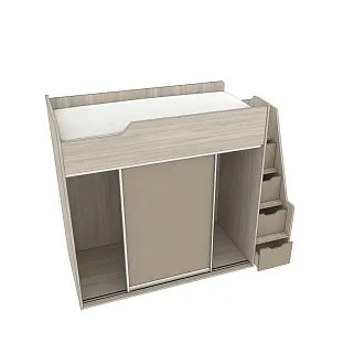 Кровать-чердак  с лестницей комодом L905, 90x190 L/R