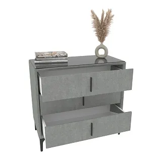 Комод мягкий, стекло прозрачное, ножки черные GRACE793