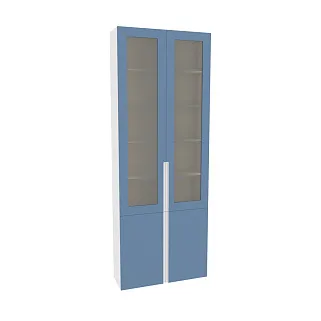 Шкаф книжный со стеклом, фасады в эмали LE240 с подсветкой