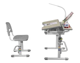 Комплект парта + стул трансформеры Lavoro Grey + лампа + подставка