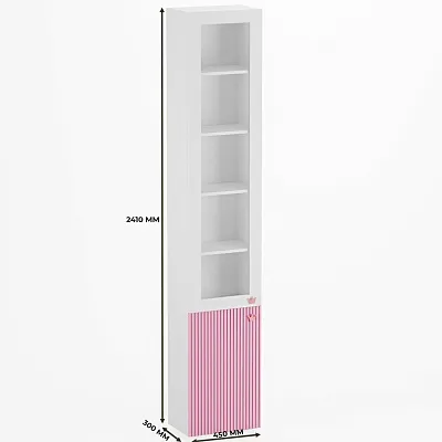 Шкаф книжный со стеклом, фасады в эмали LE241