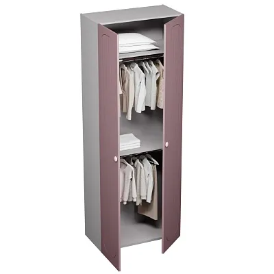 Шкаф двухдверный узкий, фрезерованные фасады в эмали LE210.44-1