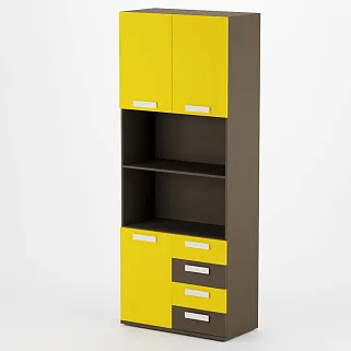 Шкаф двухдверный, фасад комбинированный E-213 L/R