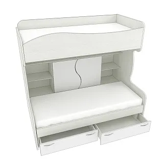 Кровать двухъярусная с лестницей комодом P904, 90x200