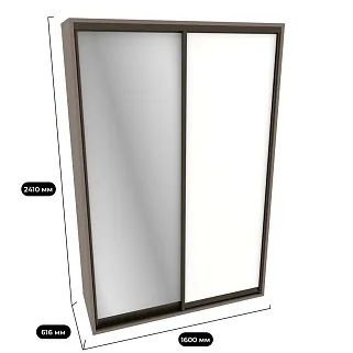 Шкаф-купе ХG160.60-2, профиль INTEGRO, фасад МДФ/зеркало серебро