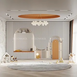 Шкаф с нишей, ящиками и сидушкой с подсветкой,фрезерованные фасады в эмали LЕ433.44