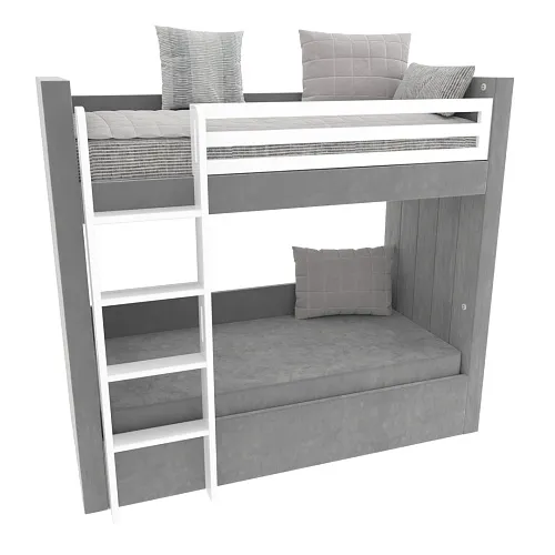 Кровать мягкая двухъярусная ДУО, белый L/R