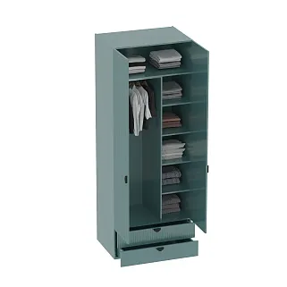 Шкаф 2 дверный с ящиками, фрезерованные фасады в эмали LE-211.60