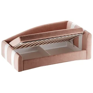 Кровать односпальная мягкая с ящиком для белья TOKIO с полосками, 90x190