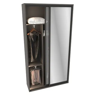 Шкаф-купе ХG140.45-3, профиль INTEGRO, фасад зеркало серебро/стекло Сатинато белое