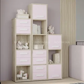 Cтеллаж сквозной книжный на 4 ниши с фасадом E804