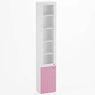 Шкаф книжный со стеклом, фасады в эмали LE241