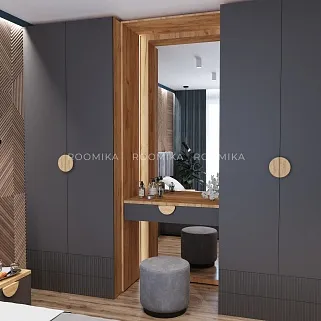 Ниша с ящиком, зеркалом и подсветкой для спальни R270.45