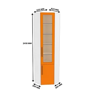 Шкаф угловой книжный со стеклом L247 с подсветкой