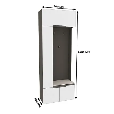 Секция с вешалкой и полками, фасады в эмали LE409 L/R