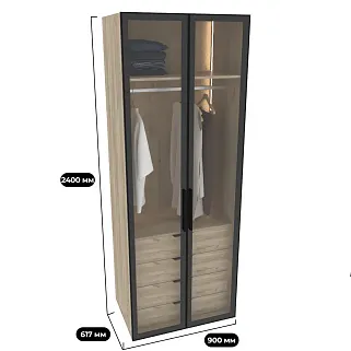 Шкаф для спальни с четырьмя ящиками и штангой с подсветкой R210.60-3