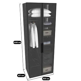 Шкаф для спальни с полками и штангой с подсветкой R210.60-4