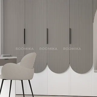 Шкаф с нишей, ящиками и сидушкой с подсветкой,фрезерованные фасады в эмали с подсветкой LЕ433.60