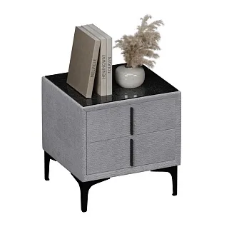 Тумба прикроватная мягкая, стекло прозрачное, ножки черные GRACE752