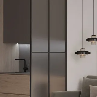 Сатинированная перегородка для зонирования в студии, стекло Сатинато GRACE 10