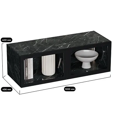 Антресоль с двумя откидными стеклянными дверями R312.45ST с подсветкой