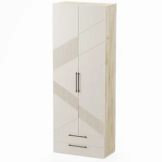 Шкаф 2 дверный с ящиками, фрезерованные фасады в эмали LE-211.44