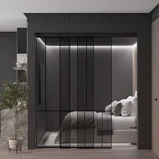 Раздвижная перегородка-купе, стекло Титан GRACE 17