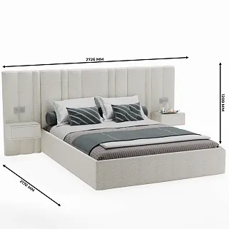 Кровать двуспальная мягкая HILTON с подъемным механизмом, мягкими панелями и тумбами, 180x200