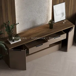 Тумба ТВ навесная с электрокамином, фасады в эмали LE550.450