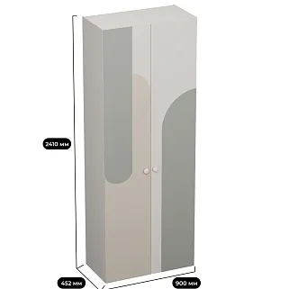 Шкаф двухдверный узкий, фрезерованные фасады в эмали LE210.44-1