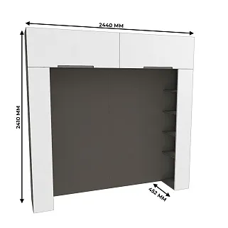 Ниша для кровати с секциями с подсветкой, фасады в эмали LE407.44