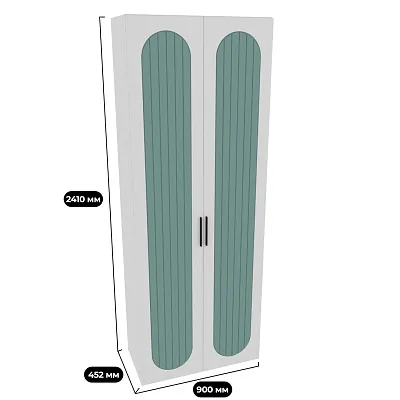 Шкаф двухдверный узкий, фрезерованные фасады в эмали LE210.44-1