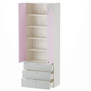 Шкаф книжный/для одежды с тремя ящиками, фасады в эмали LE213