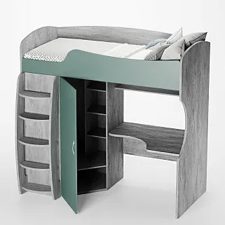 Кровать-чердак с рабочей зоной P906, 90x200