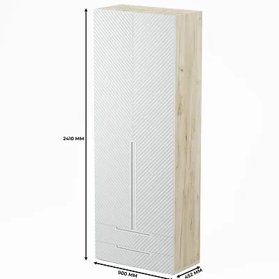 Шкаф 2 дверный с ящиками, фрезерованные фасады в эмали LE211.44