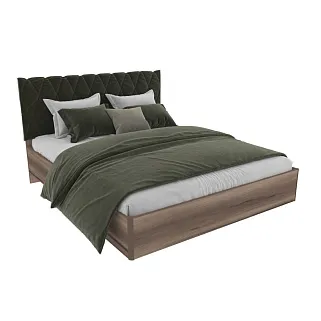 Кровать двуспальная Lazio с парящим эффектом и мягким чехлом в полоску, 160x200
